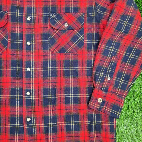 Vintage 90s MOD Western Plaid Wool Jacket Large 24x30 Shacket - Picture 10 of 12